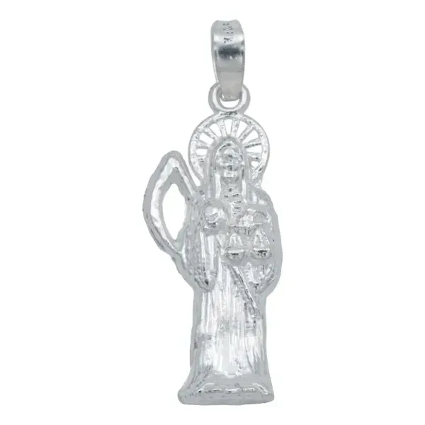 Dije Santa Muerte Plata 925 Liso Artesanal - Imagen 1