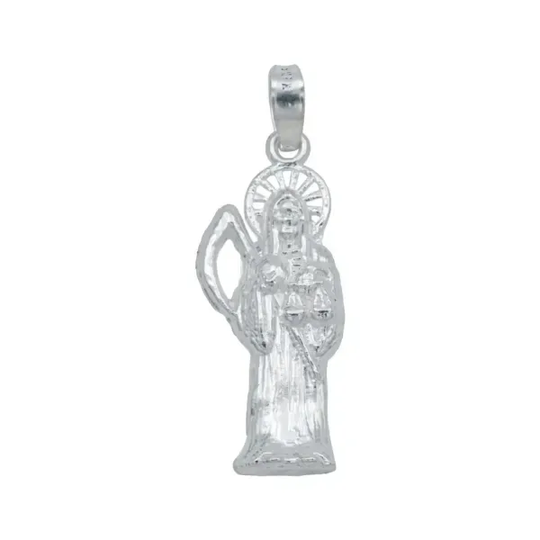 Dije Santa Muerte Plata 925 Liso Artesanal - Imagen 1
