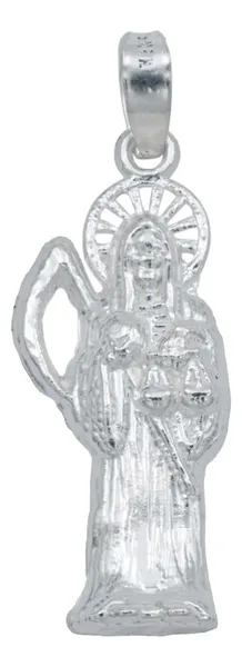 Dije Santa Muerte Plata 925 Liso Artesanal - Imagen 1