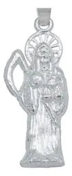 Dije Santa Muerte Plata 925 Liso Artesanal - Imagen 2