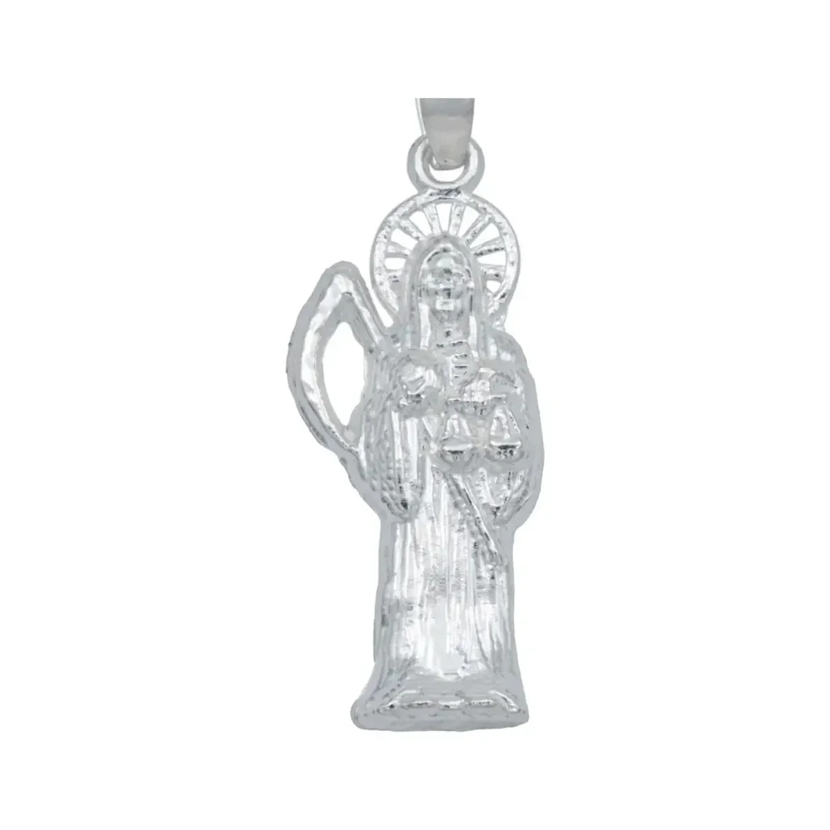 Dije Santa Muerte Plata 925 Liso Artesanal - Imagen 2