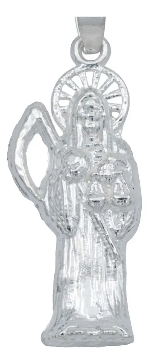 Dije Santa Muerte Plata 925 Liso Artesanal - Imagen 2