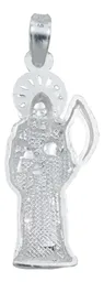 Dije Santa Muerte Plata 925 Liso Artesanal - Imagen 3