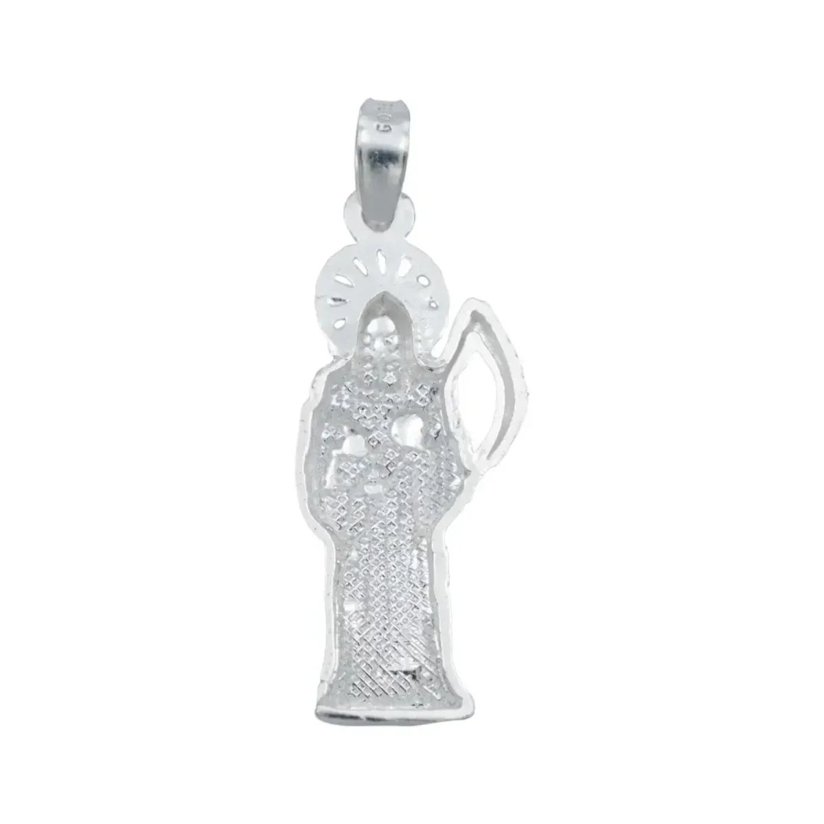 Dije Santa Muerte Plata 925 Liso Artesanal - Imagen 3