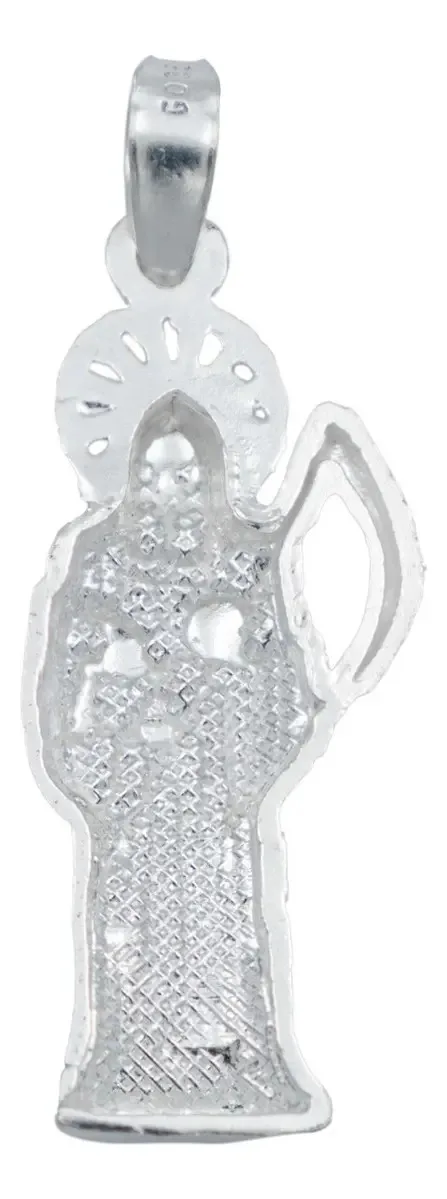 Dije Santa Muerte Plata 925 Liso Artesanal - Imagen 3