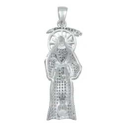 Dije Santa Muerte Plata 925 Robusto con Zirconia Blanca - Imagen 4