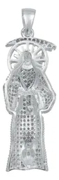 Dije Santa Muerte Plata 925 Robusto con Zirconia Blanca - Imagen 4