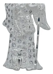 Dije Santa Muerte Plata 925 Zirconia Multicolor Artesanal - Imagen 2