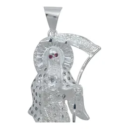 Dije Santa Muerte Plata 925 Zirconia Multicolor Artesanal - Imagen 3