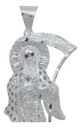 Dije Santa Muerte Plata 925 Zirconia Multicolor Artesanal - Imagen 3