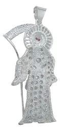 Dije Santa Muerte Plata 925 Zirconia Multicolor Artesanal - Imagen 4