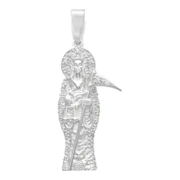 Dije Santa Muerte Plata Ley 925 con Zirconia Transparente Joyería Religiosa - Imagen 1