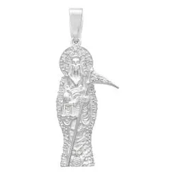 Dije Santa Muerte Plata Ley 925 con Zirconia Transparente Joyería Religiosa - Imagen 1