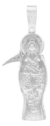 Dije Santa Muerte Plata Ley 925 con Zirconia Transparente Joyería Religiosa - Imagen 2