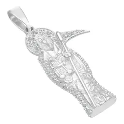 Dije Santa Muerte Plata Ley 925 con Zirconia Transparente Joyería Religiosa - Imagen 3