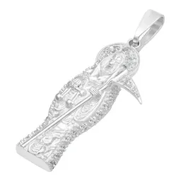 Dije Santa Muerte Plata Ley 925 con Zirconia Transparente Joyería Religiosa - Imagen 4