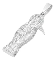 Dije Santa Muerte Plata Ley 925 con Zirconia Transparente Joyería Religiosa - Imagen 4