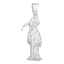 Dije Santa Muerte Plata Ley .925 Diseño Tridimensional Liso - Imagen 3