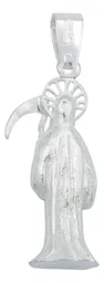 Dije Santa Muerte Plata Ley .925 Diseño Tridimensional Liso - Imagen 3
