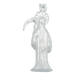 Dije Santa Muerte Plata Ley .925 Diseño Tridimensional Liso - Imagen 4