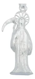 Dije Santa Muerte Plata Ley .925 Diseño Tridimensional Liso - Imagen 4