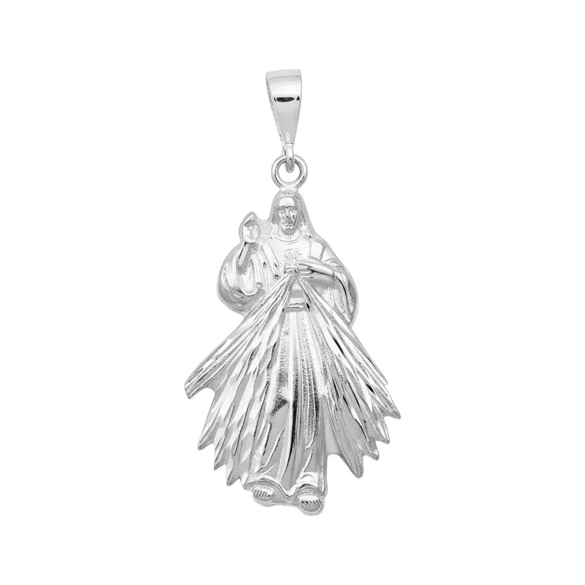 Dije Señor de la Misericordia plata .925 diamantado, joya de fe mexicana. Acabado brillante para joyería para mamá, regalo Dí