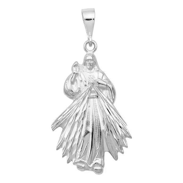 Dije Señor de la Misericordia Plata 925 Acabado Diamantado - Imagen 1