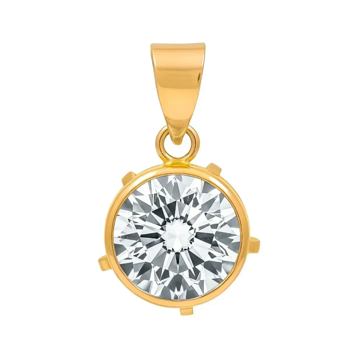 Dije solitario de oro 10k con zirconia blanca brillante para mujer - Joyaris joyería fina mexicana