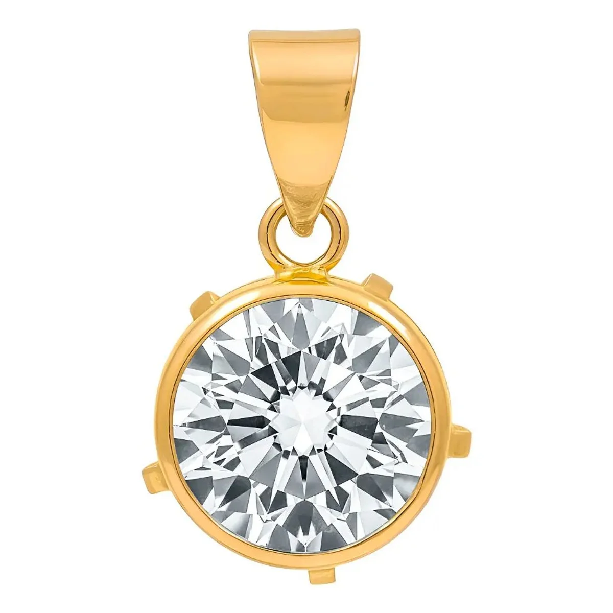 Dije solitario de oro 10k con zirconia blanca brillante para mujer - Joyaris joyería fina mexicana
