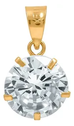 Dije Solitario Oro 10k con Zirconia Blanca Brillante - Imagen 2