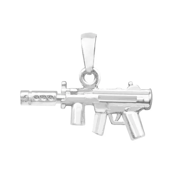 Dije Subfusil Silenciador Plata 925 Diseño Moderno para Hombre - Imagen 1