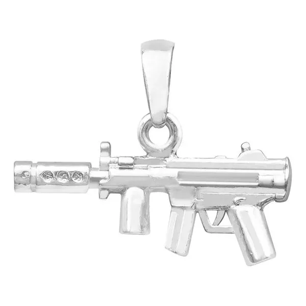Dije Subfusil Silenciador Plata 925 Diseño Moderno para Hombre - Imagen 1