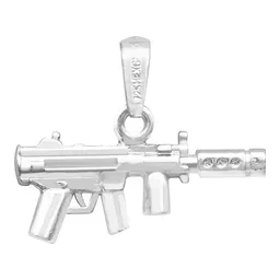 Dije Subfusil Silenciador Plata 925 Diseño Moderno para Hombre - Imagen 2