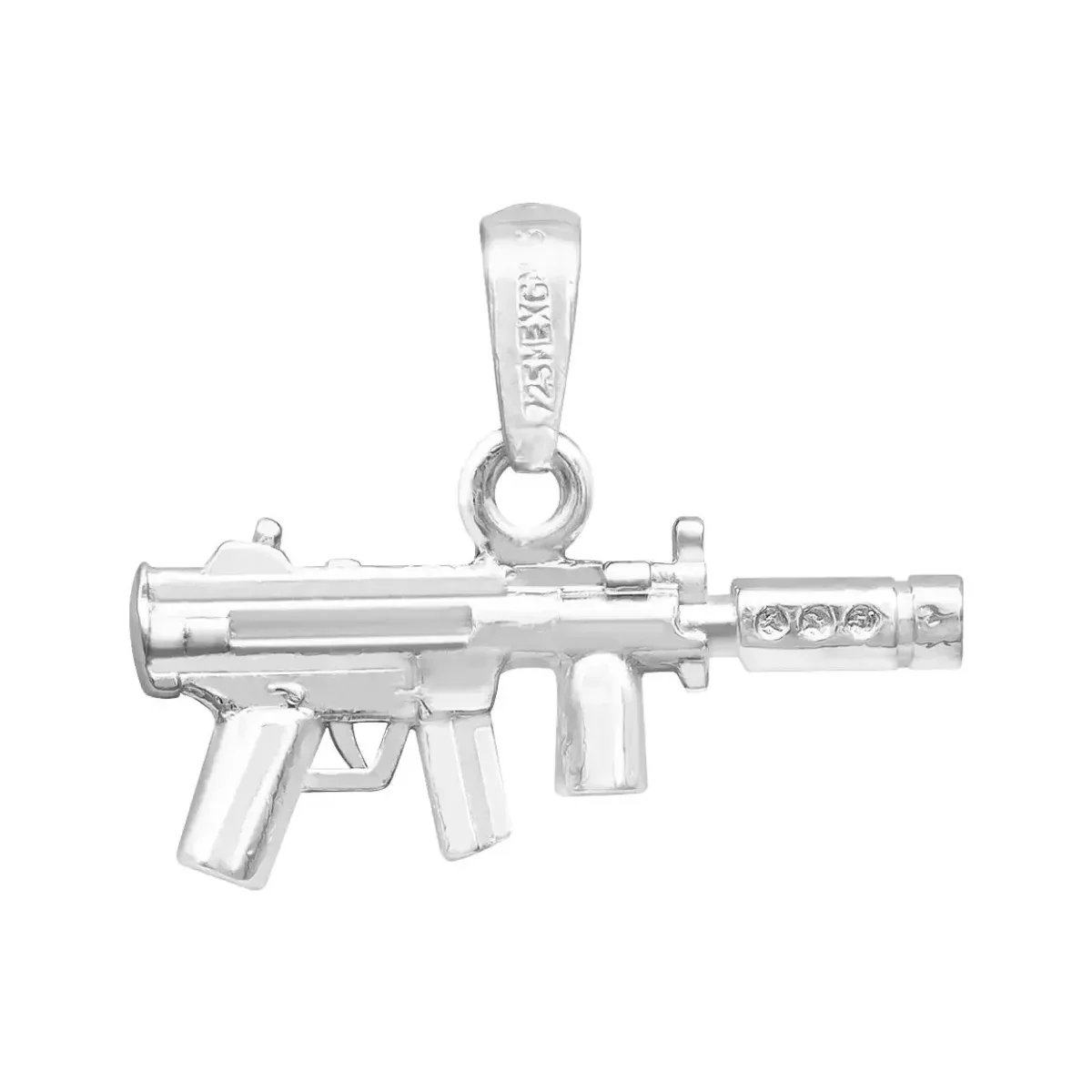 Dije Subfusil Silenciador Plata 925 Diseño Moderno para Hombre - Imagen 2