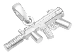 Dije Subfusil Silenciador Plata 925 Diseño Moderno para Hombre - Imagen 3