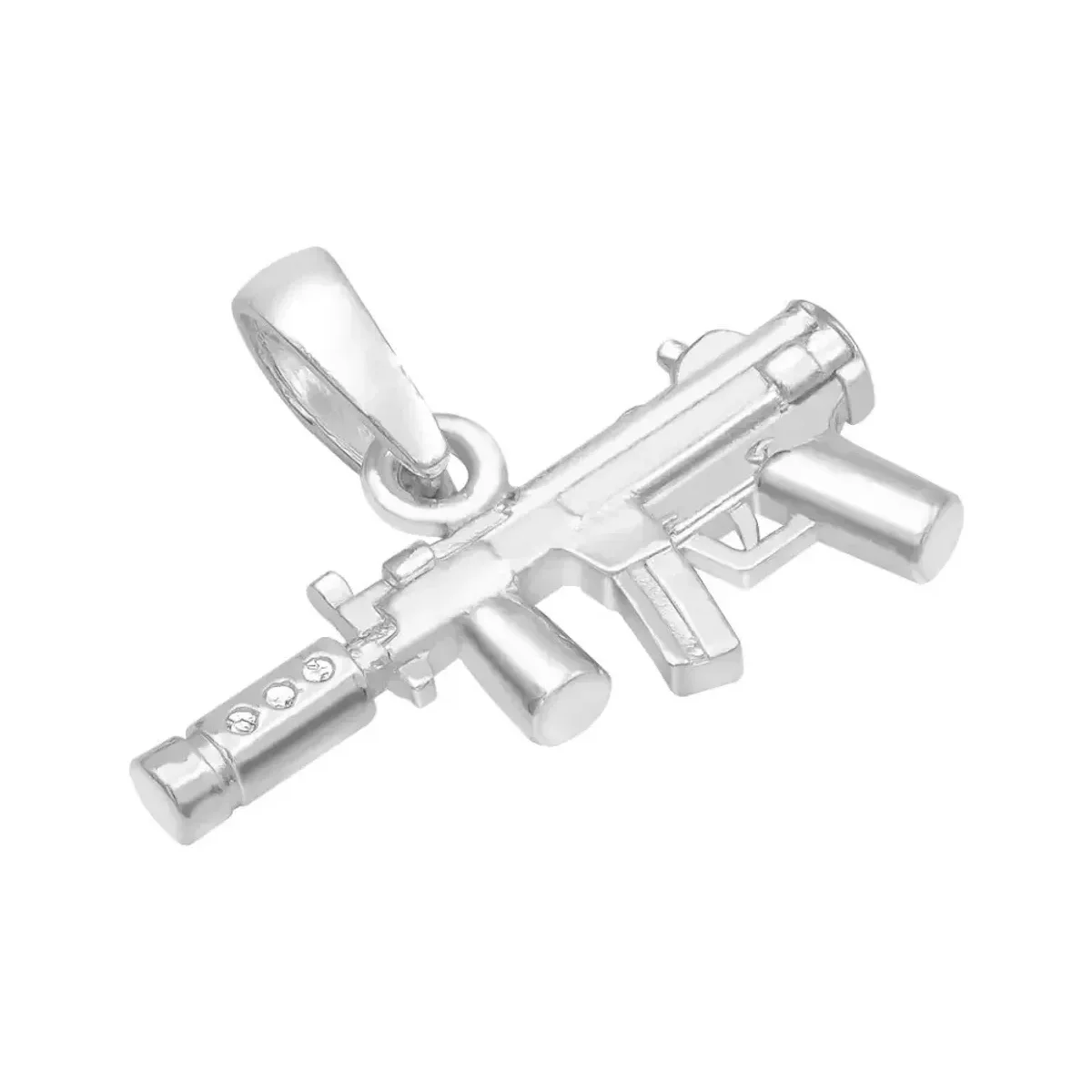 Dije Subfusil Silenciador Plata 925 Diseño Moderno para Hombre - Imagen 3