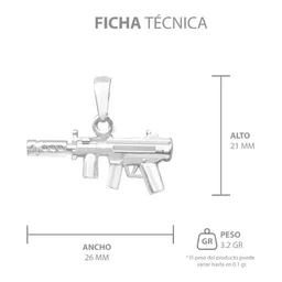 Dije Subfusil Silenciador Plata 925 Diseño Moderno para Hombre - Imagen 7