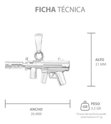 Dije Subfusil Silenciador Plata 925 Diseño Moderno para Hombre - Imagen 7