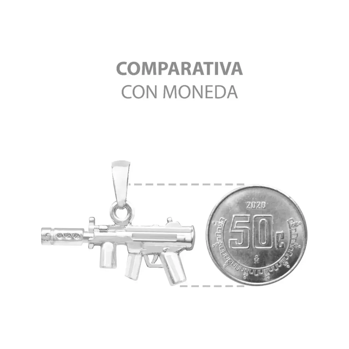 Dije Subfusil Silenciador Plata 925 Diseño Moderno para Hombre - Imagen 8