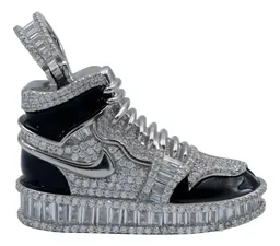 Dije Tenis Plata 925 con Zirconia Negra Baguette - Imagen 1