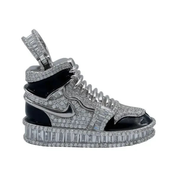 Dije Tenis Plata 925 con Zirconia Negra Baguette - Imagen 1