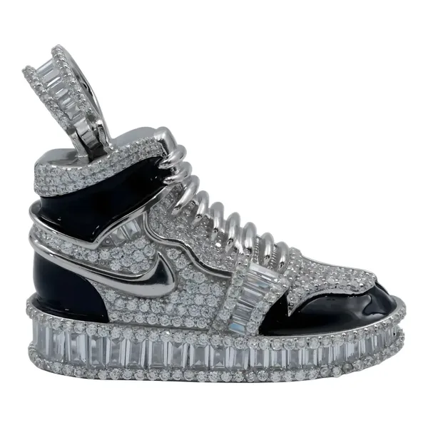 Dije Tenis Plata 925 con Zirconia Negra Baguette - Imagen 1