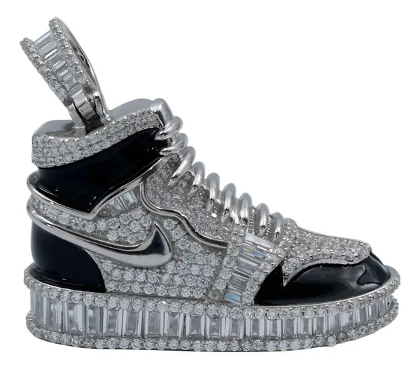 Dije Tenis Plata 925 con Zirconia Negra Baguette - Imagen 1