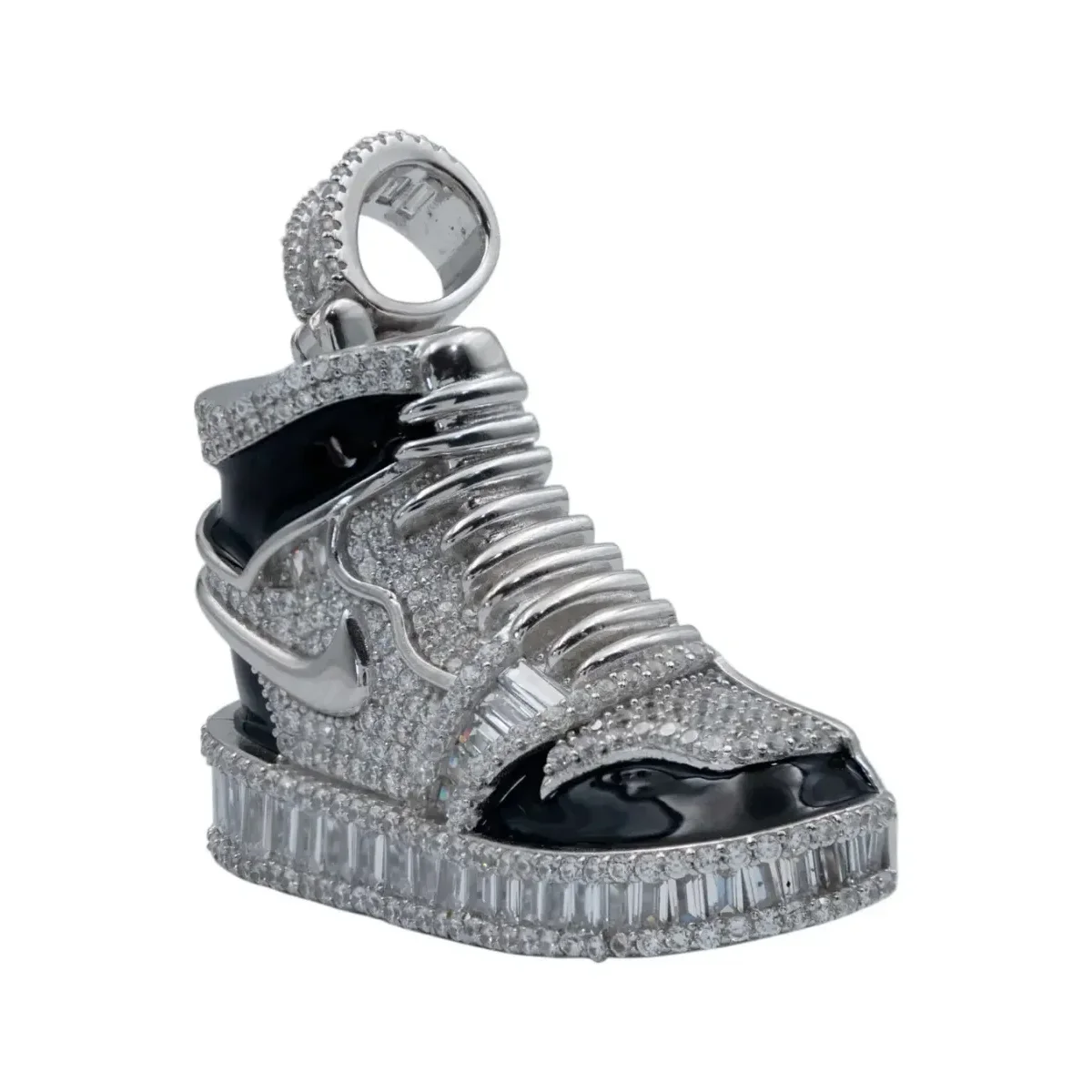 Dije Tenis Plata 925 con Zirconia Negra Baguette - Imagen 2
