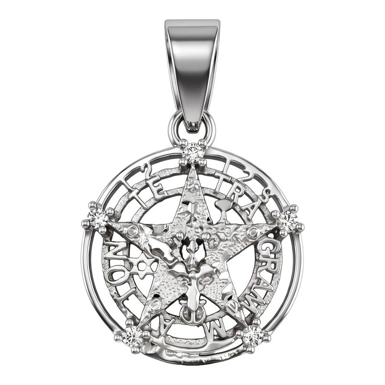 Dije Tetragrámaton en plata ley .925 con zirconias incrustadas en relieve Joyaris