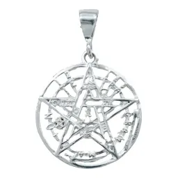 Dije Tetragramaton Pentagrama Plata 925 Símbolo Protección para Hombre - Imagen 1
