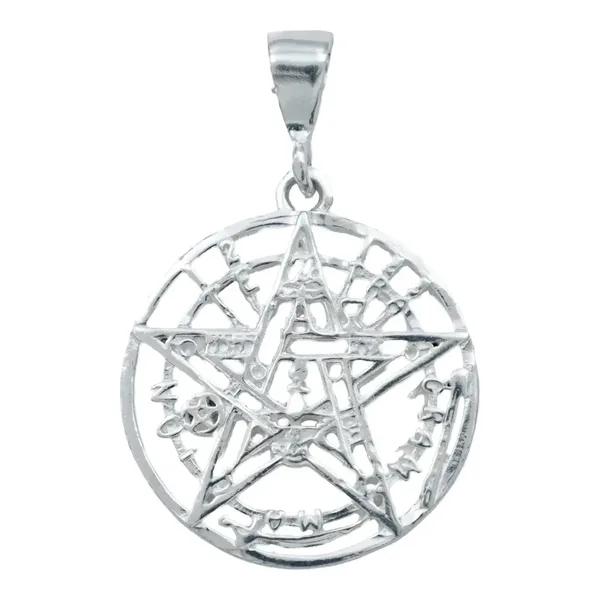Dije Tetragramaton Pentagrama Plata 925 Símbolo Protección para Hombre - Imagen 1