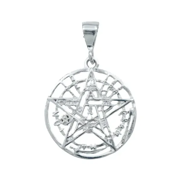 Dije Tetragramaton Pentagrama Plata 925 Símbolo Protección para Hombre - Imagen 1