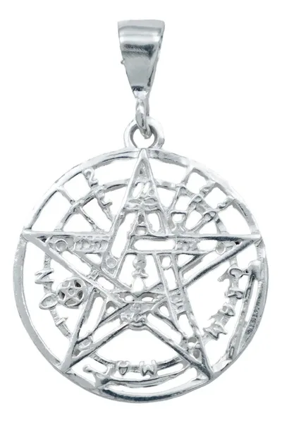 Dije Tetragramaton Pentagrama Plata 925 Símbolo Protección para Hombre - Imagen 1
