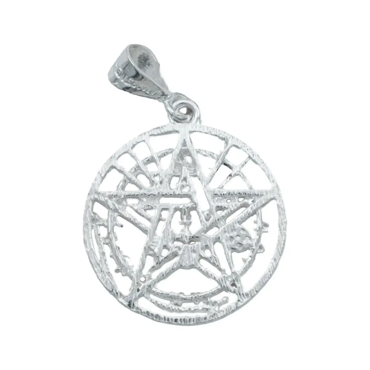 Dije Tetragramaton Pentagrama Plata 925 Símbolo Protección para Hombre - Imagen 2